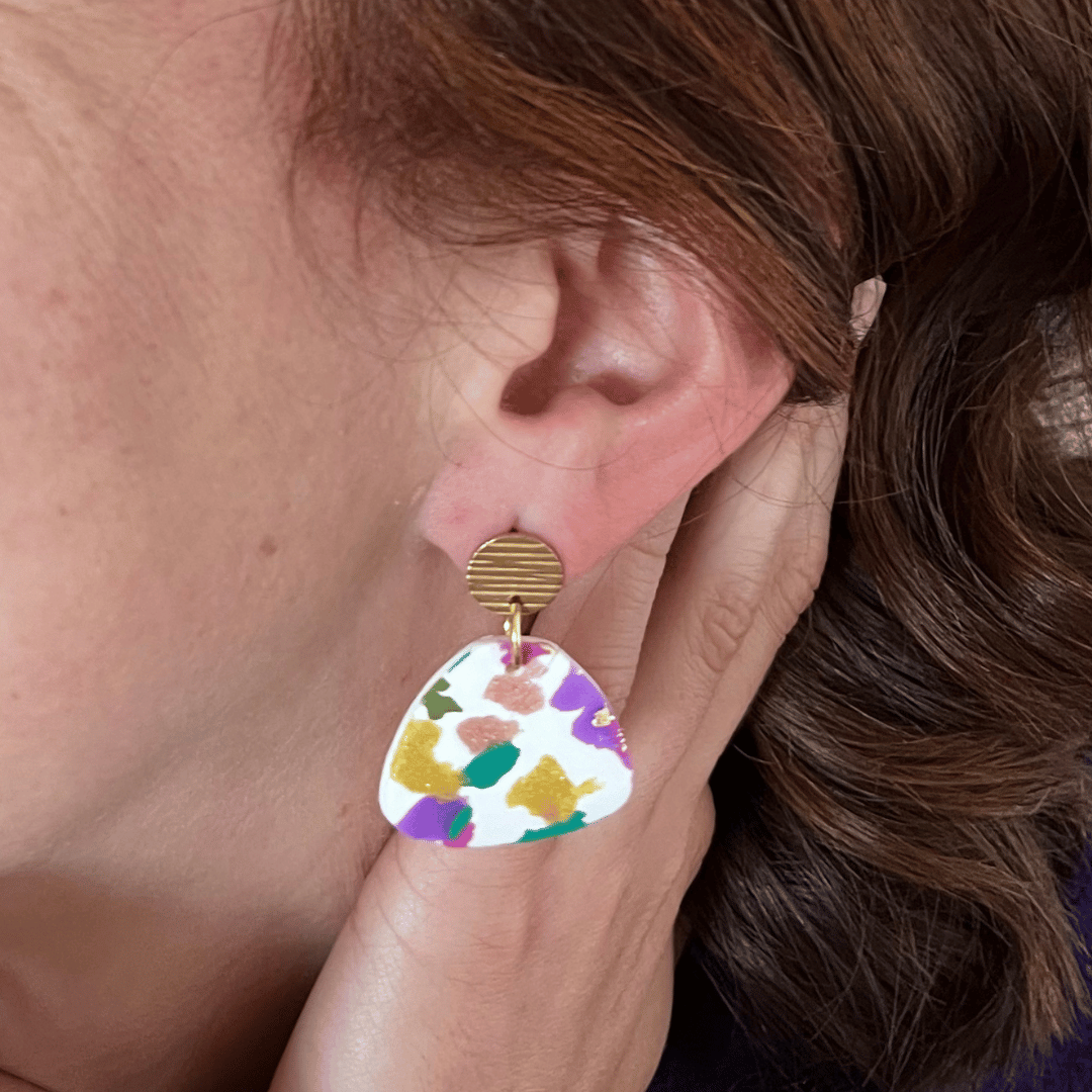 Couleurs cœur - Wholesale Hangende/ronde oorbellen - Cartagena ☀️- Terras kaki/groen/paars/roze1