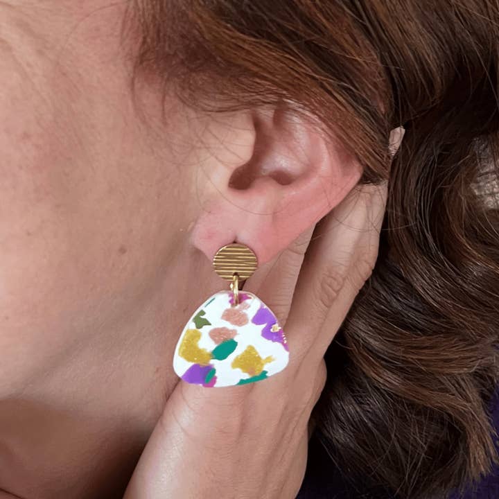 Couleurs cœur - Wholesale Dangle Earrings - Cartagena ☀️- Khaki/green/mauve/pink terrazzo1