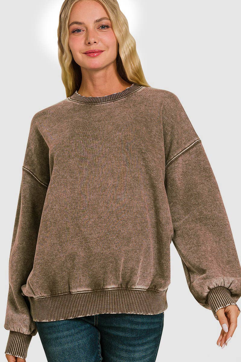 42POPS - Wholesale Sweatshirt - Women's - Acid Wash Fleece Oversized Pullover96