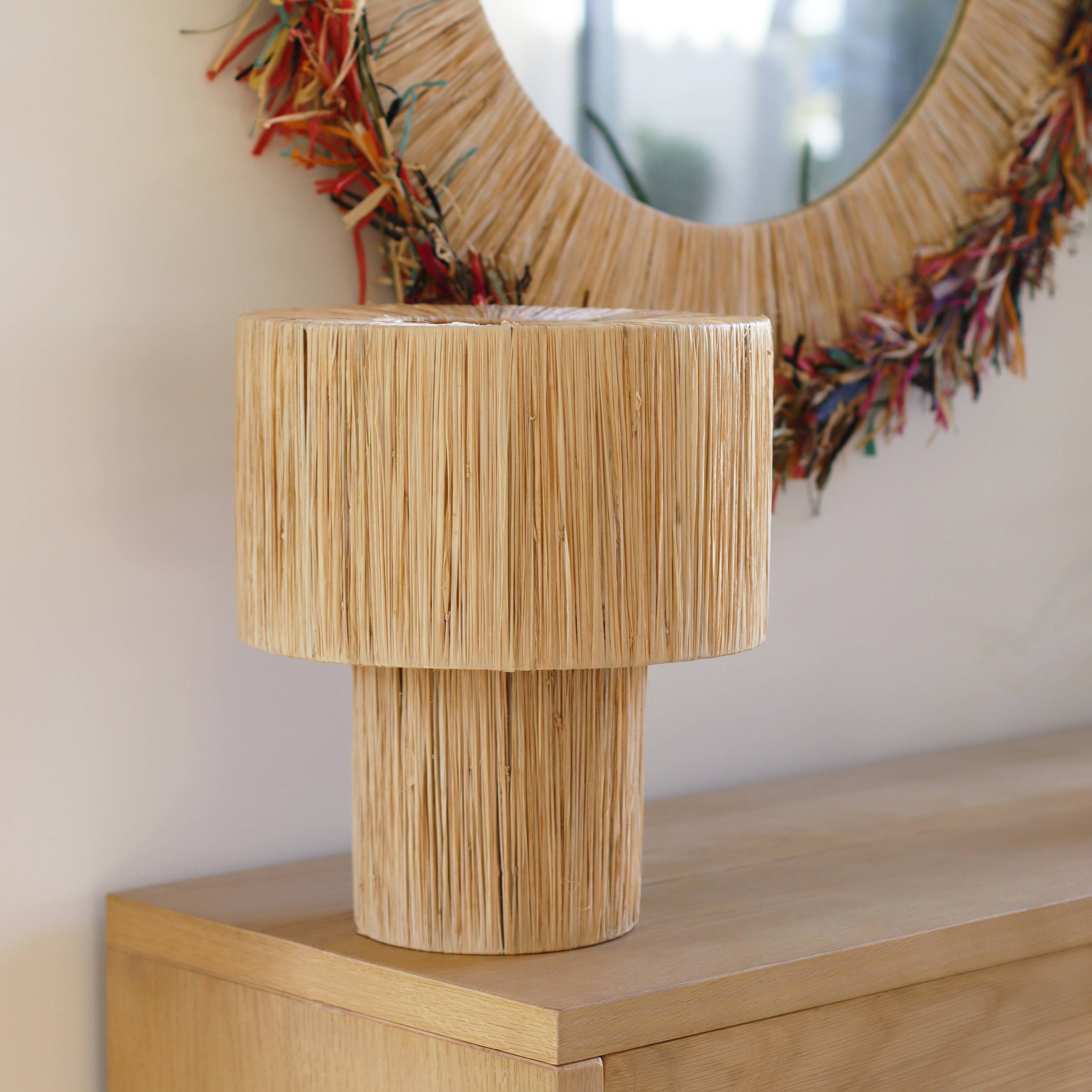 Now's Home - Wholesale Accent/Desk Lamp - HANDMADE NATURAL RAFFIA TABLE LAMP D30XHT35 EL NIDO1