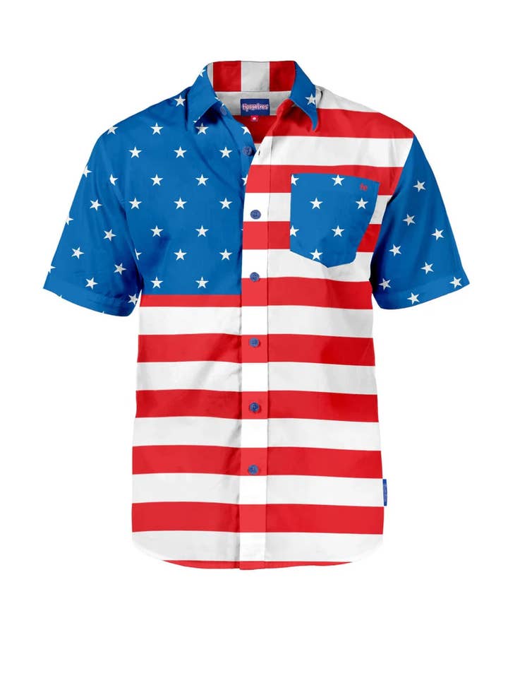 Tipsy Elves - Wholesale Button Down Shirt - Men's - American Flag Button Down Shirt - Men's Patriotic Shirt