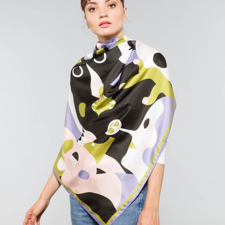 Tarte Tatin - Wholesale Scarf - Women's - “Rebel Rebel” silk scarf (Turquoise)6