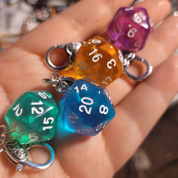 Con-Quest Crafts - Vendita all'ingrosso Portachiavi - Unisex - Ciondoli con Fermaglio D20 - Portachiavi / Tiretti per Cerniere - Dadi TRPG
