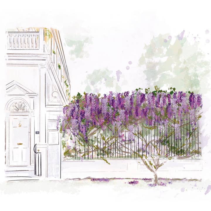 GLICINE SU MEETING STREET - Stampa artistica per la vendita all'ingrosso da parte di Rebecca Illustrated