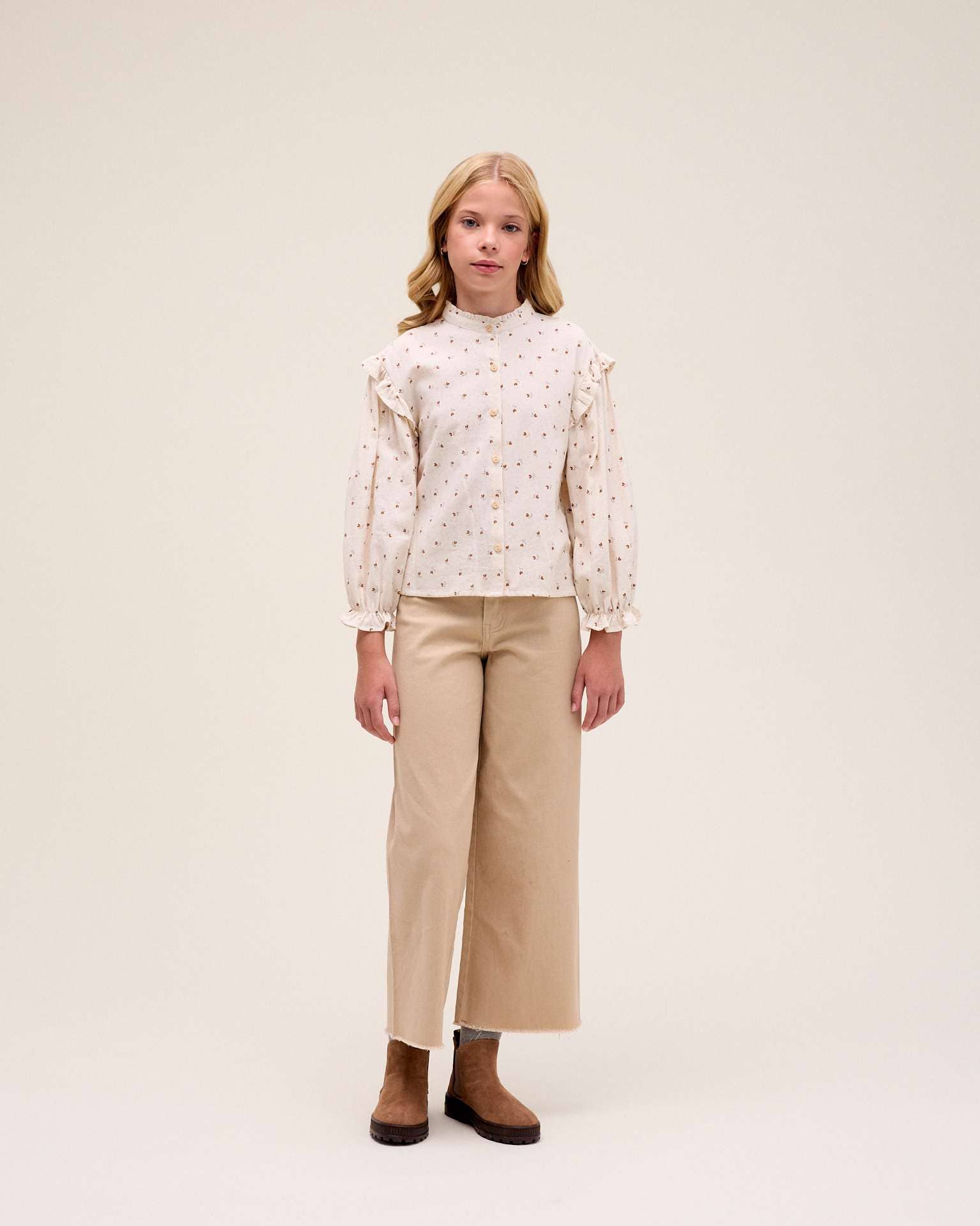 Naturale Pantaloni lunghi da bambina tipo palazzo beige in vendita all'ingrosso su Faire