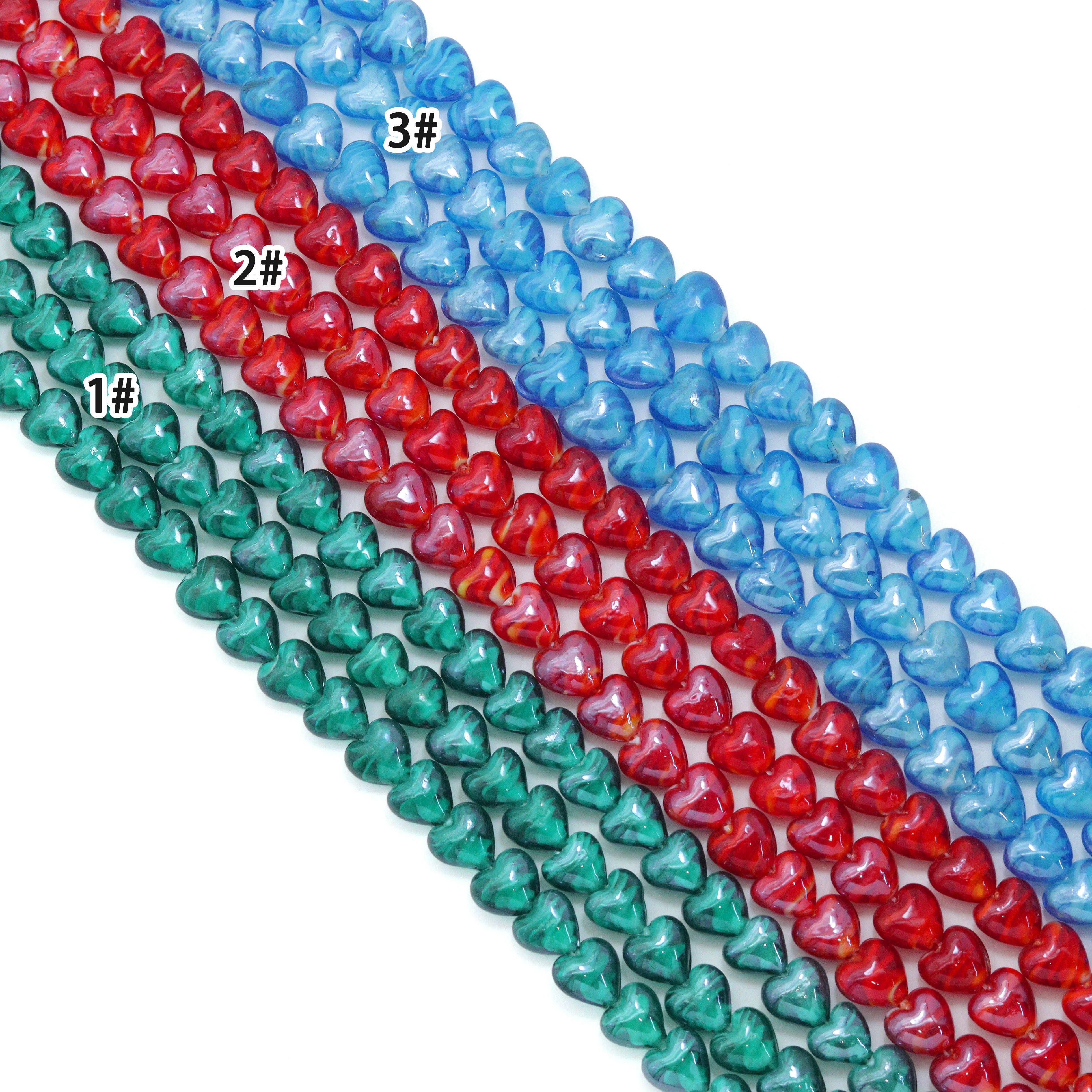 BestBeads&Beyond - Wholesale Beads - 12mm Heart Glaze Beads, Sku#U23190