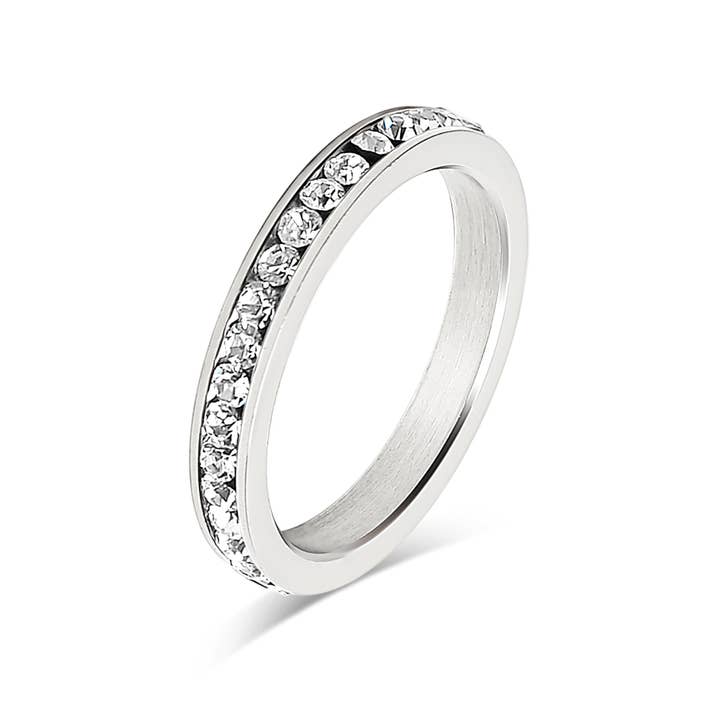 WJW - Wholesale Multi-Stone Ring - Stainless Steel CZ Eternity Ring (January-June)6