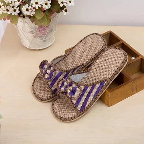 everythingbamboo - Vendita all'ingrosso Sandali - Donna - 2 paia di sandali da donna in canapa, pantofole, scarpe a farfalla, casual e comode, BSH05