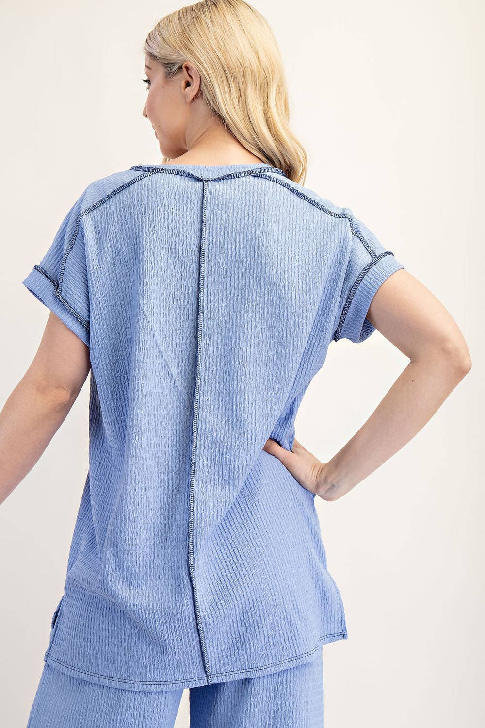 Celeste Clothing - Wholesale Knit Top - Women's - PLUS SIZE RELAXED-FIT TEXTURED TOP SHORT SLEEVES -CT2389512