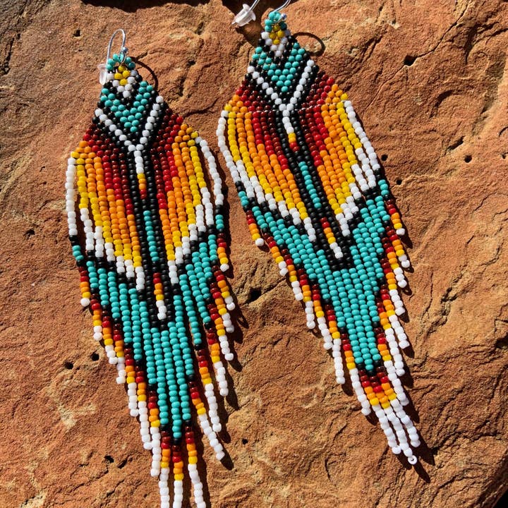 Fleurdesignz Western Jewelry - Wholesale Dangle Earrings - Serape Fringe Native American Style Earrings