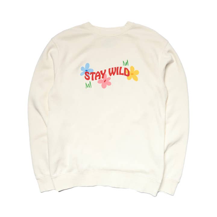 Crewneck crème Groovy Broken Flowers pour la vente par Atticus Poetry