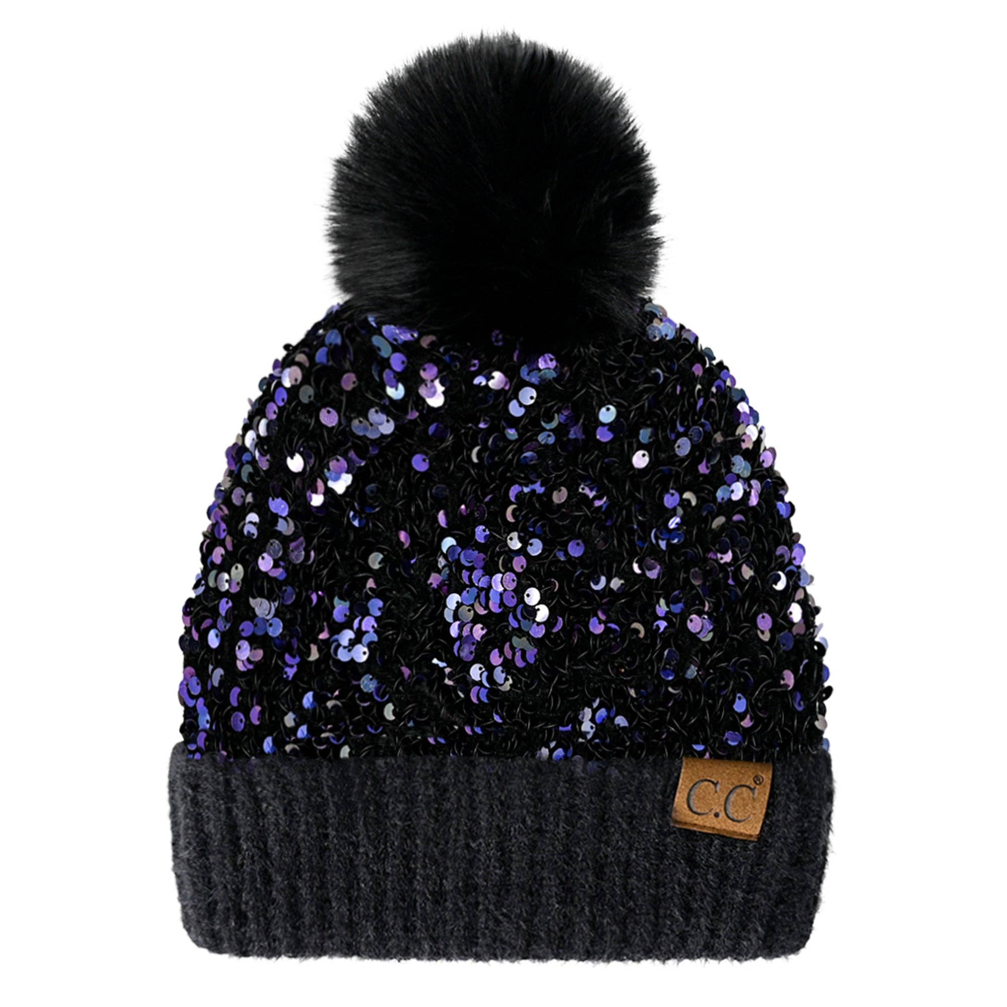 Truly Contagious - Wholesale Beanie - Dames - CC Pom muts met pailletten en pailletten (HTE0012) (HTE0017)2