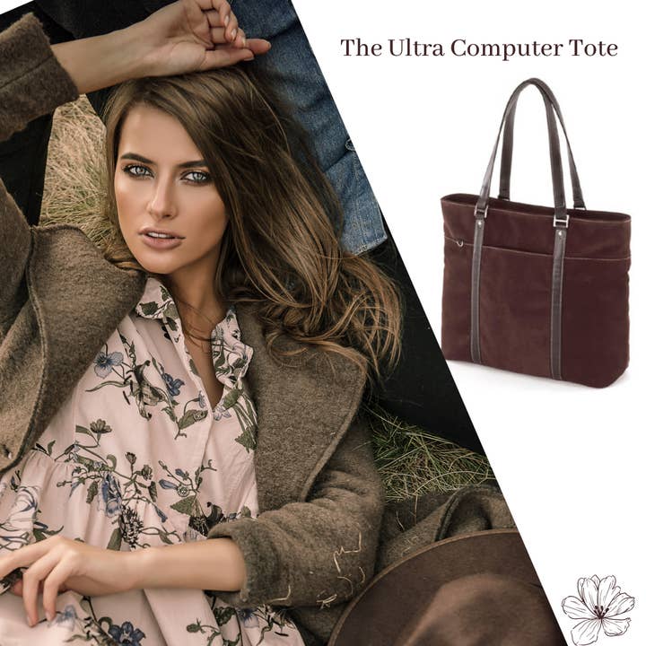 The Chocolate Suede Laptop Tote for wholesale by Crescent Moon Yoga
