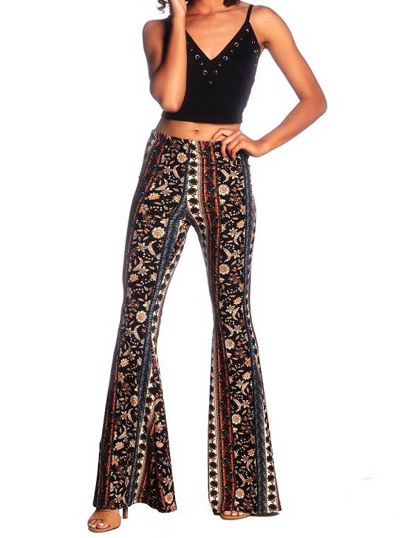 VIBE Apparel Co - Wholesale Pants – Women's - Aztec Wide Leg Flare Pant0