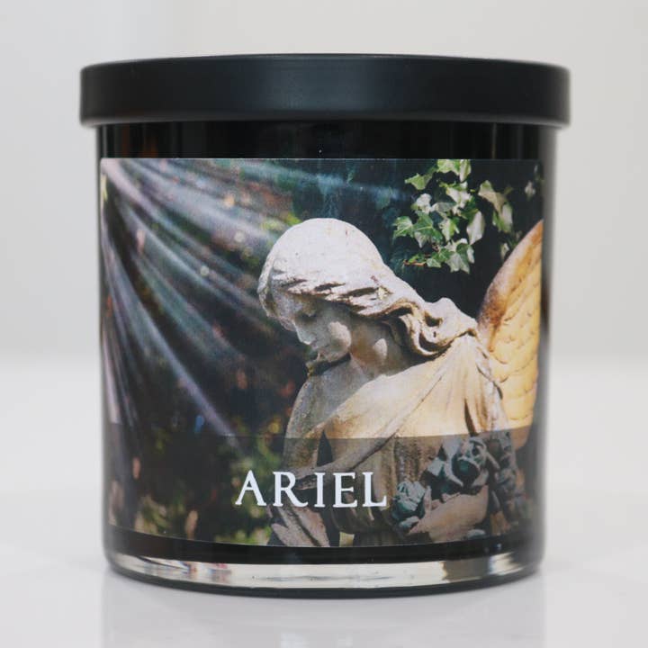 CANDLE, ARIEL. ANGEL OF ANIMALS, MANIFESTATION. for wholesale by Loving Lights Candles LLC