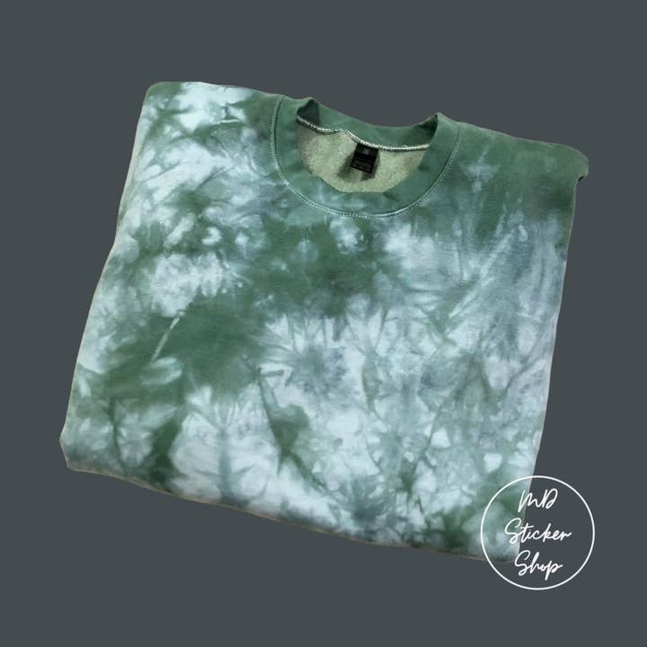 MDStickerShop - Wholesale Sweatshirt - Unisex - Forest Green Tie Dye Blank Crewneck Sweatshirt1