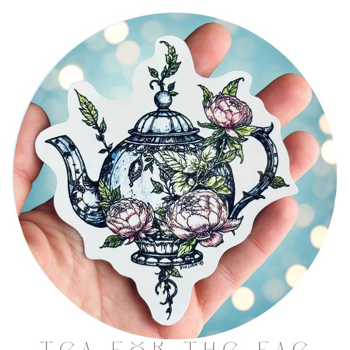 Autocollant "Thé pour les Fées" - Autocollant en vinyle résistant aux intempéries, autocollant pour ordinateur portable pour la vente par Mandala Gems