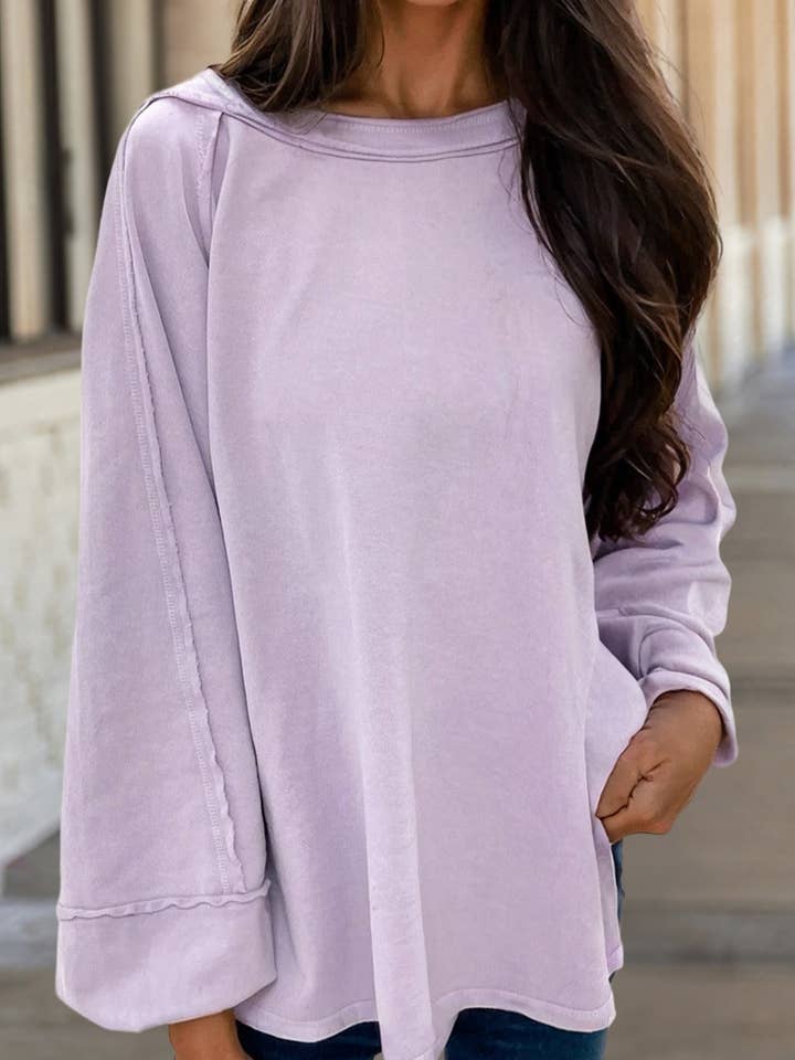 Solid Raw Seam Patchwork Loose Fit Sweatshirt | S-XL for wholesale by Aapparella