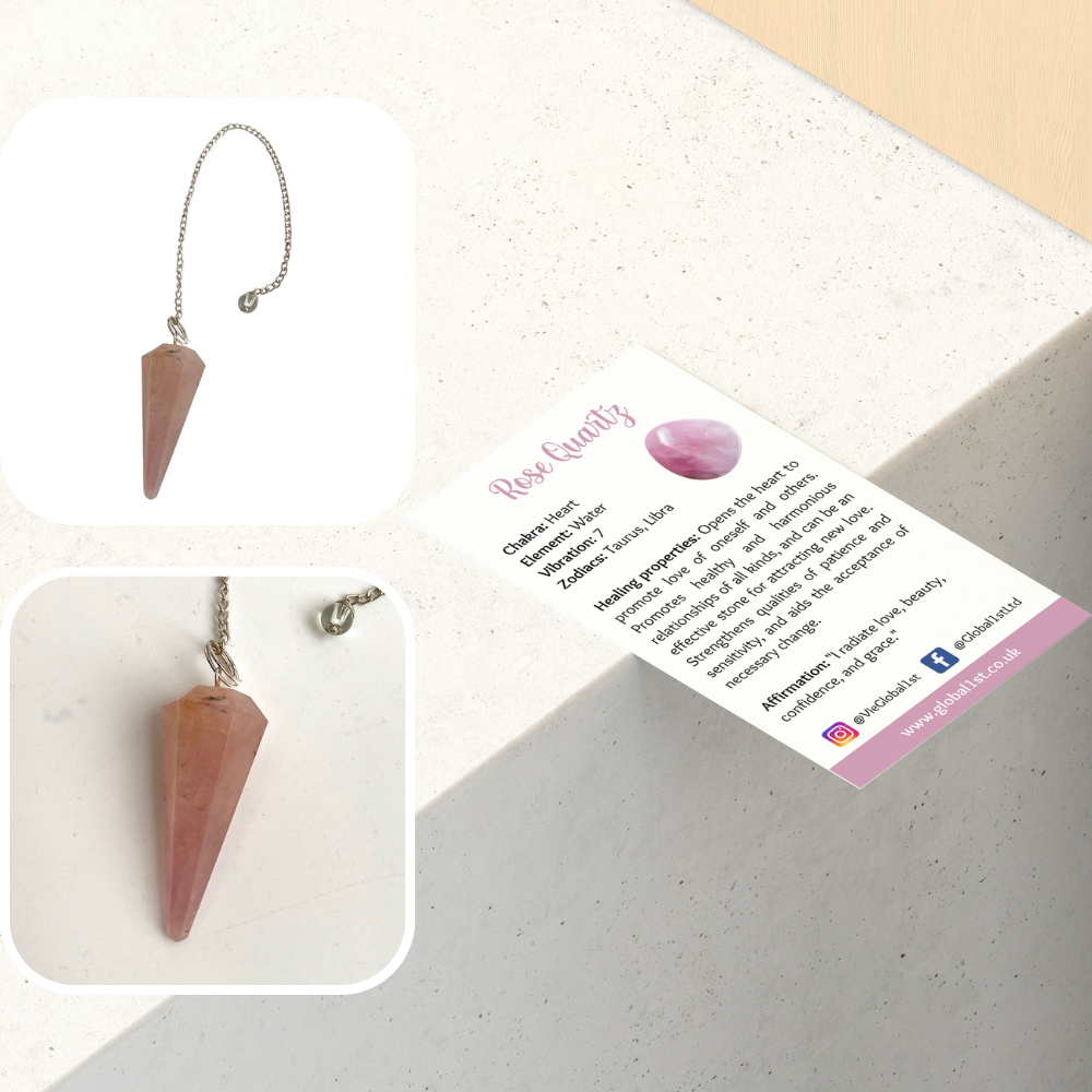 VIE – Engroshandel Meditationsudstyr – Pendul med kæde og 30 mm krystalsten11