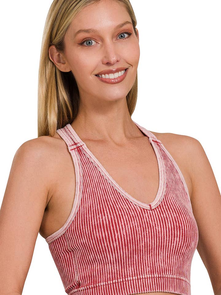 ..0712 Gewaschener gerippter Racerback-Tanktop mit BH-Polster SI-26023 für den Großhandel von 42POPS