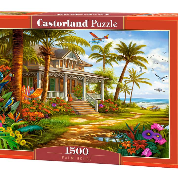 Puzzle de 1500 pièces, Maison Palmier, Maison de plage, Fleurs colorées, Oasis tropicale, Puzzle pour adultes, Castorland C-152223-2 pour la vente par CASTORLAND by Bridge Toys