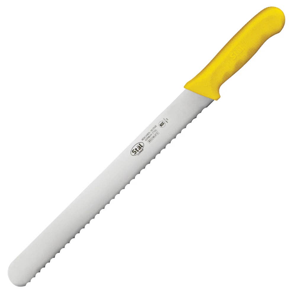 EcoQuality - Wholesale Kitchen/Utility Knife - KWP-121-121Y, 12" Hdl Straight Diff Colors Wavy Edge Slicer, EA6