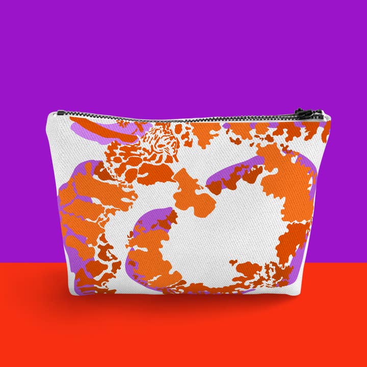 Pochette en denim orchidée orange et violette-petite pour la vente par Blandon Mitchell