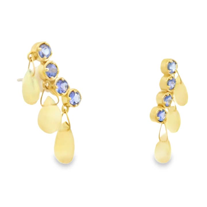 Showgirl Earrings – Tanzanite Ear Crawlers with Dangling Opals for wholesale by Elissar Couture