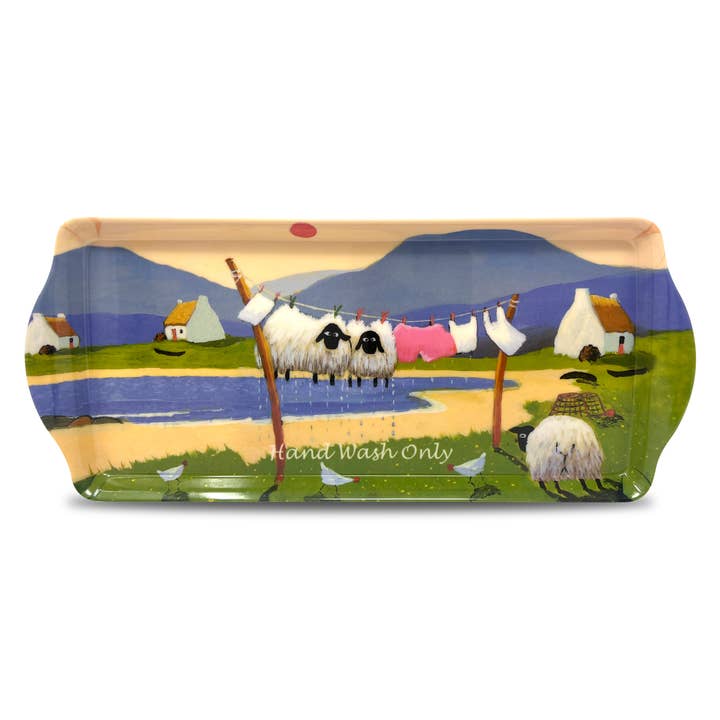Kun håndvask - Melamin serveringsbakke - Fårkunst for engroshandel hos The Whimsical World of Thomas Joseph
