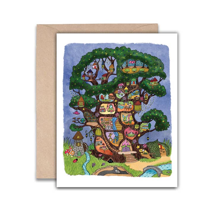 Fairy House Card for wholesale by Jodi Lynn's Emporium of Doodles