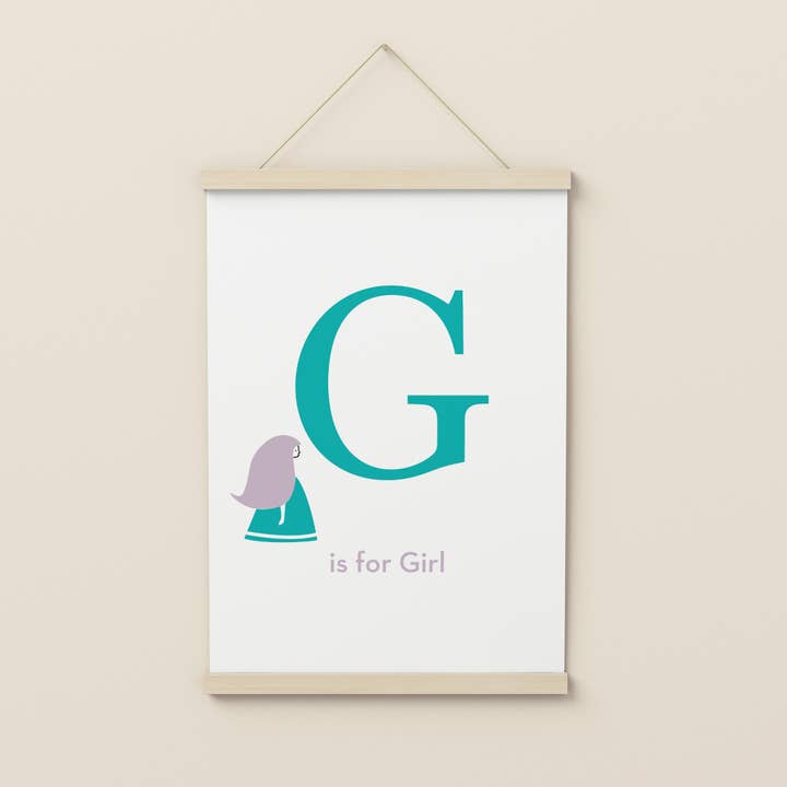 Letter G Illustrated Alphabet Print for wholesale by Know It All Prints