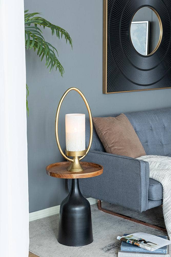 A&B Home Group Inc. - Wholesale Candle Holder - S/2 Oval Halo Hurricane Candleholders - Gold9