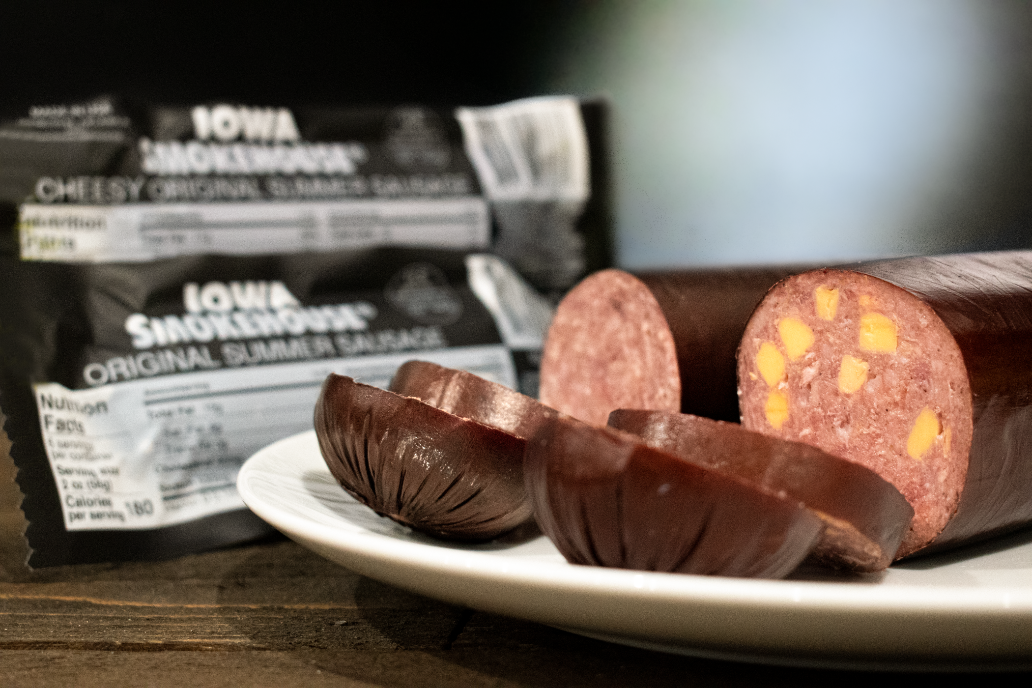 IOWA SMOKEHOUSE - Wholesale Sausage - 11 oz Summer Sausage Cheesy Original (12/case)2
