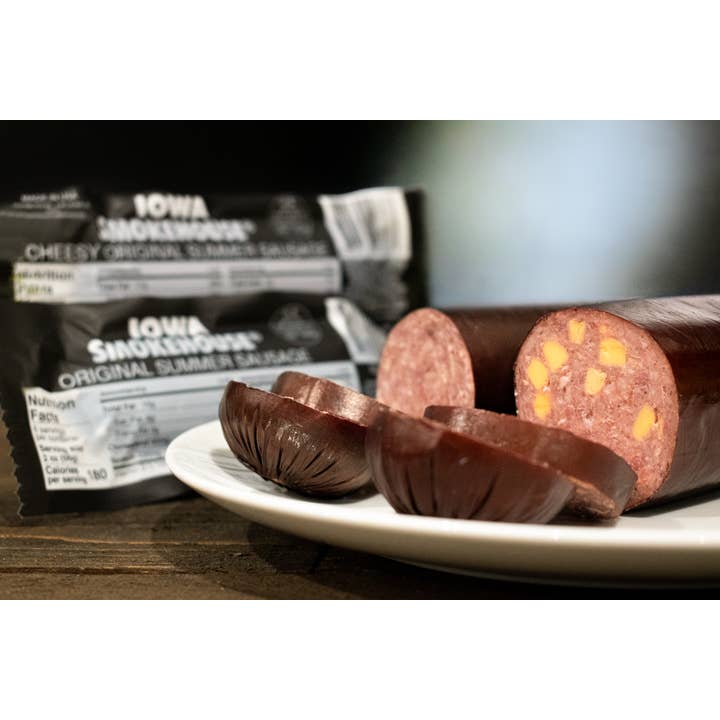 IOWA SMOKEHOUSE - Wholesale Sausage - 11 oz Summer Sausage Cheesy Original (12/case)2