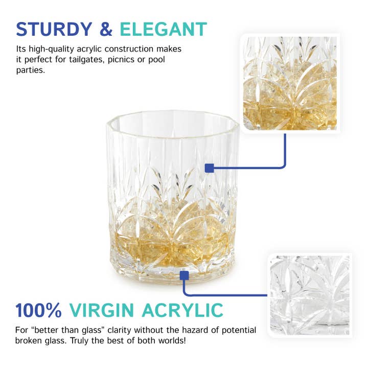 Huang Acrylic - Wholesale Cocktail/Liquor Glass - Royal Carved Low Ball1