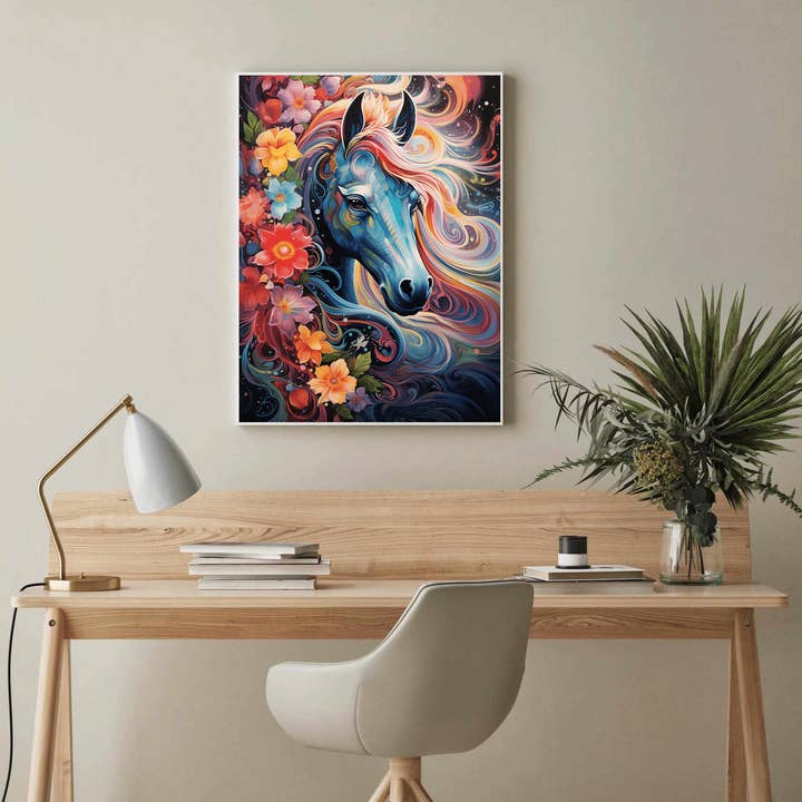 La Luna Bella - Toys - Wholesale Art Print - Cosmic Horse Blossom Canvas Wall Art Print3