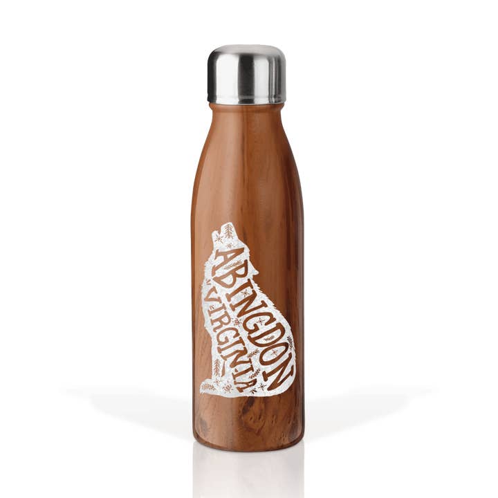 Customizable Wood Grain 20oz Cola Bottle: Standing Wolf Whi for wholesale by Matrix