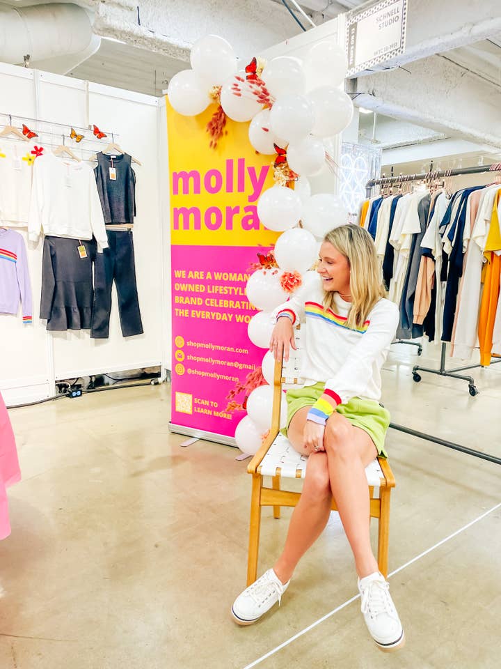 Molly Moran LLC - Wholesale Knit Sweater - Women's - Cream Puff Sleeve Rainbow Sweater1