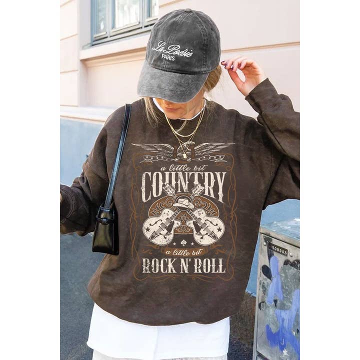 COUNTRY ROCK N ROLL MINERAL GRAPHIC SWEATWHIRTS for wholesale by HRTandLUV