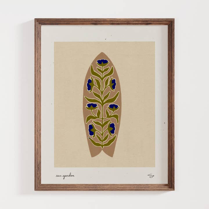 Mid Tide Design - Wholesale Art print - Beige Sea Garden | Surfboard Print