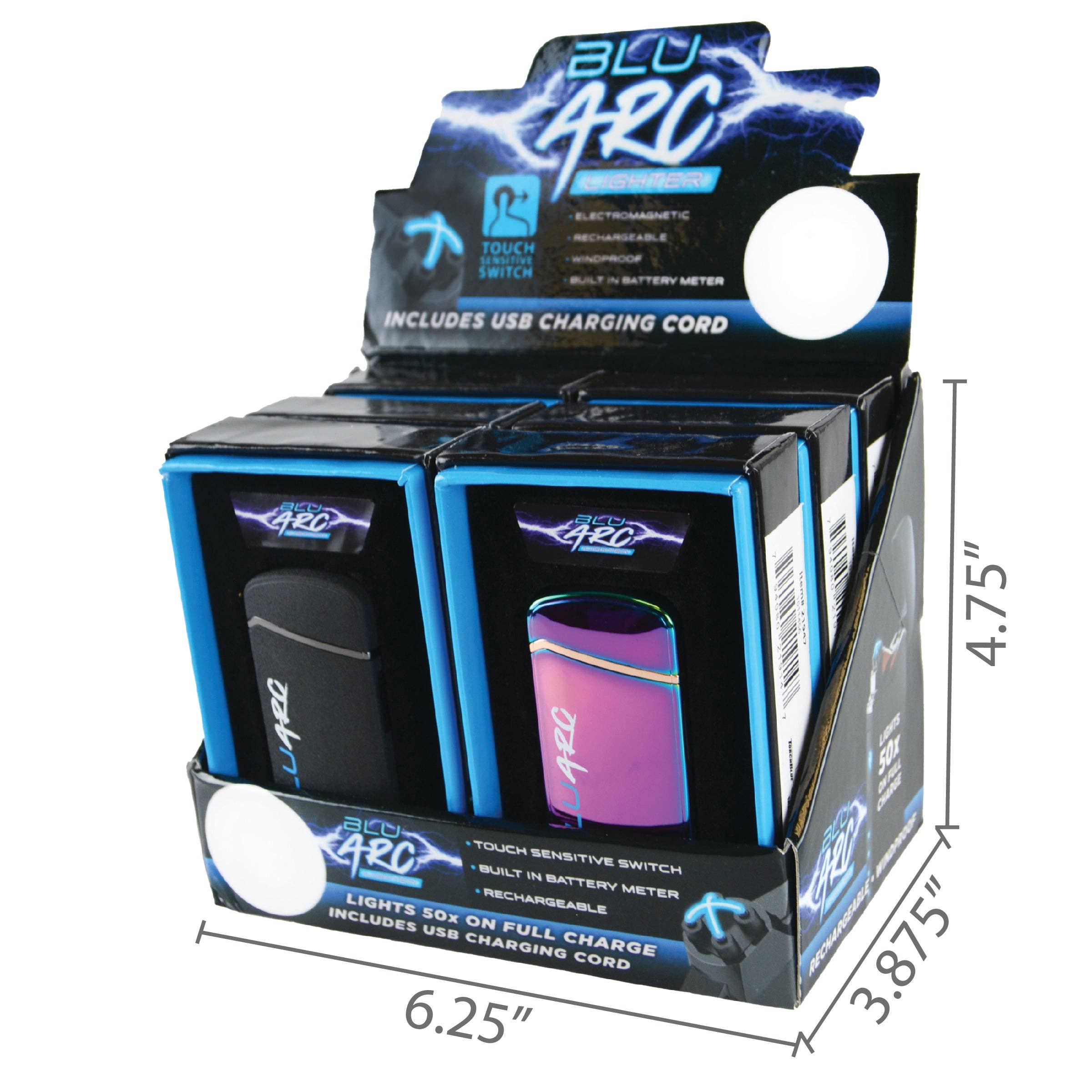 Novelty Brands - Wholesale Lighter - Blu Arc Electric Lighter with USB Cord Boxed - 6/Display2
