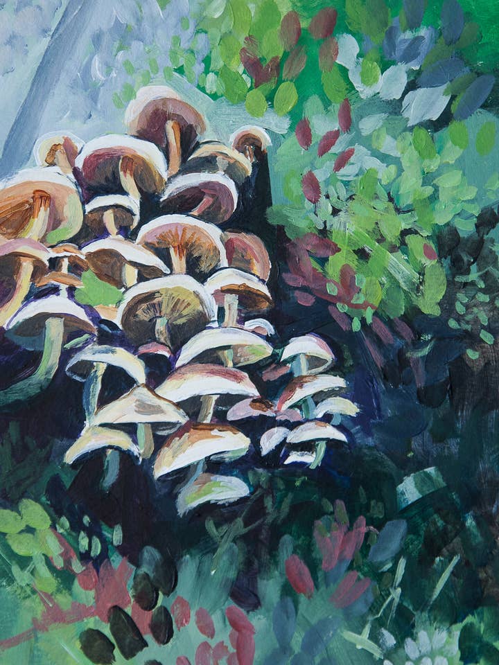 Impression, décoration d'intérieur, beaux-arts, œuvres d'art - Mushroom Meditation pour la vente par Eliza Marie Art