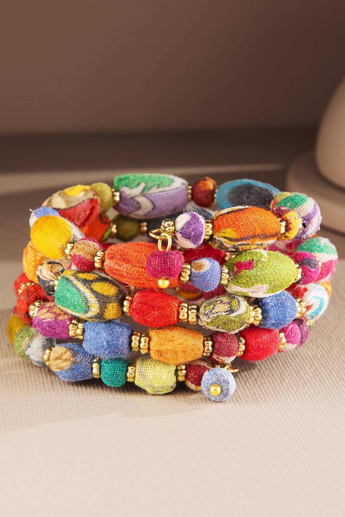 MULTI MUL  Handmade Fabric Beaded Coil Bracelet for wholesale on Faire2
