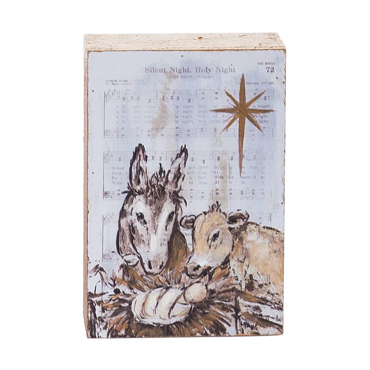 Hand Painted MDF Manger with Animals Christmas Decor for wholesale by Transpac