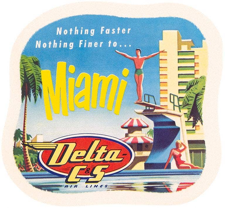 Found Image Press - Vente Assortiments de papeterie/cartes - Carte de vœux FL-510 Plongeur, Publicité pour Delta Airlines0