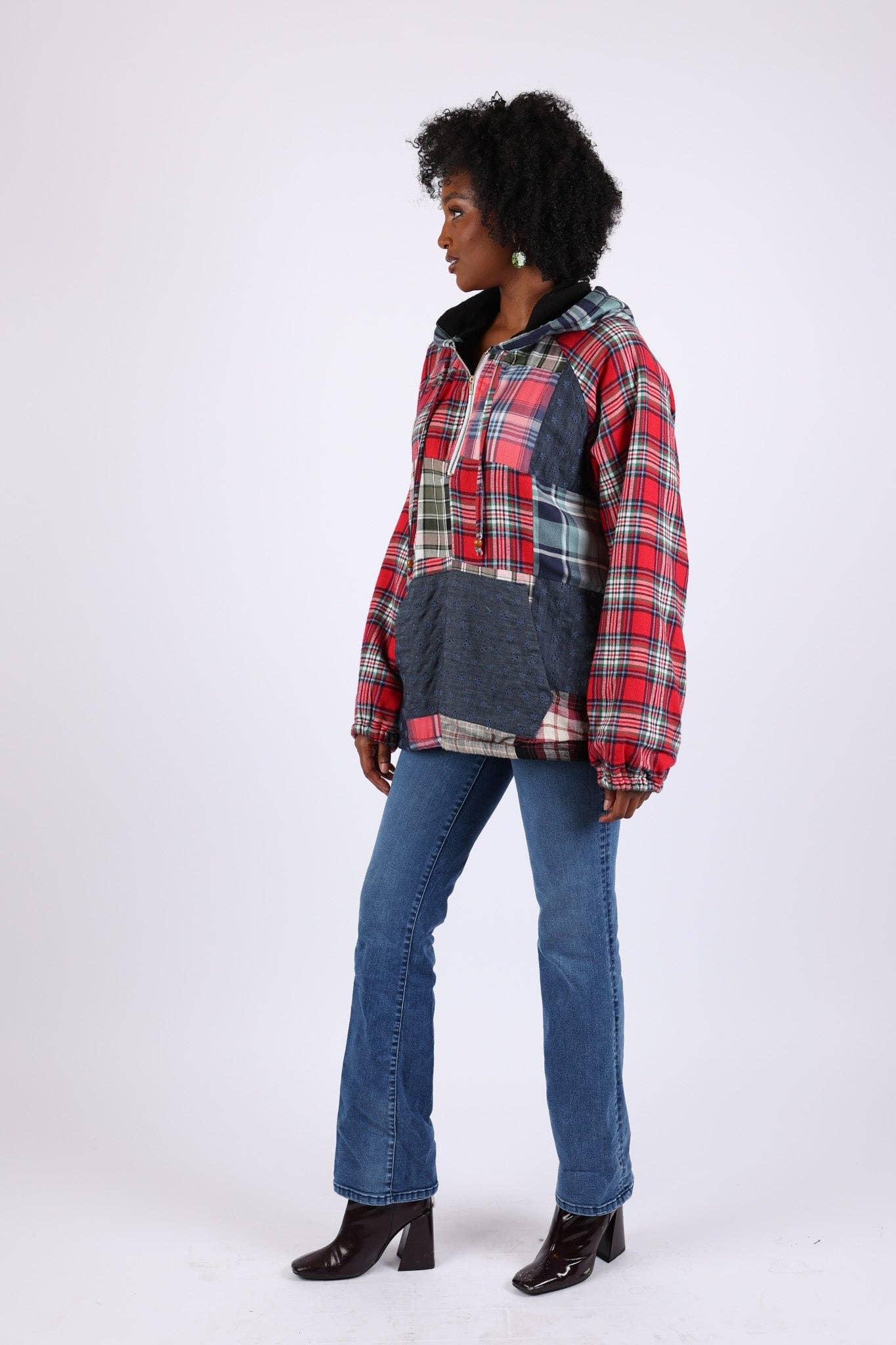 Sacred Threads – wholesale Jacket – Women's – Denim Plaid Pullover Hoodie Jacket6