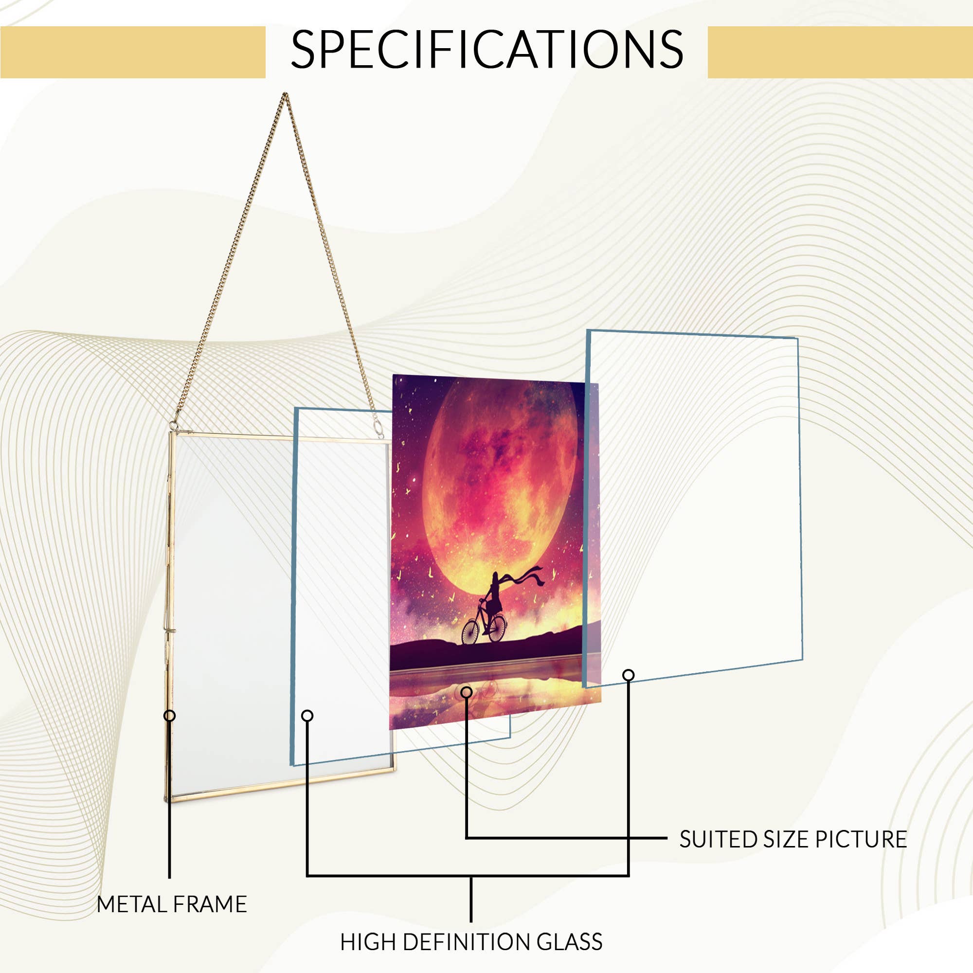 Alza – wholesale Picture frame – Hand-made real Brass and glass photo frame hanging 10