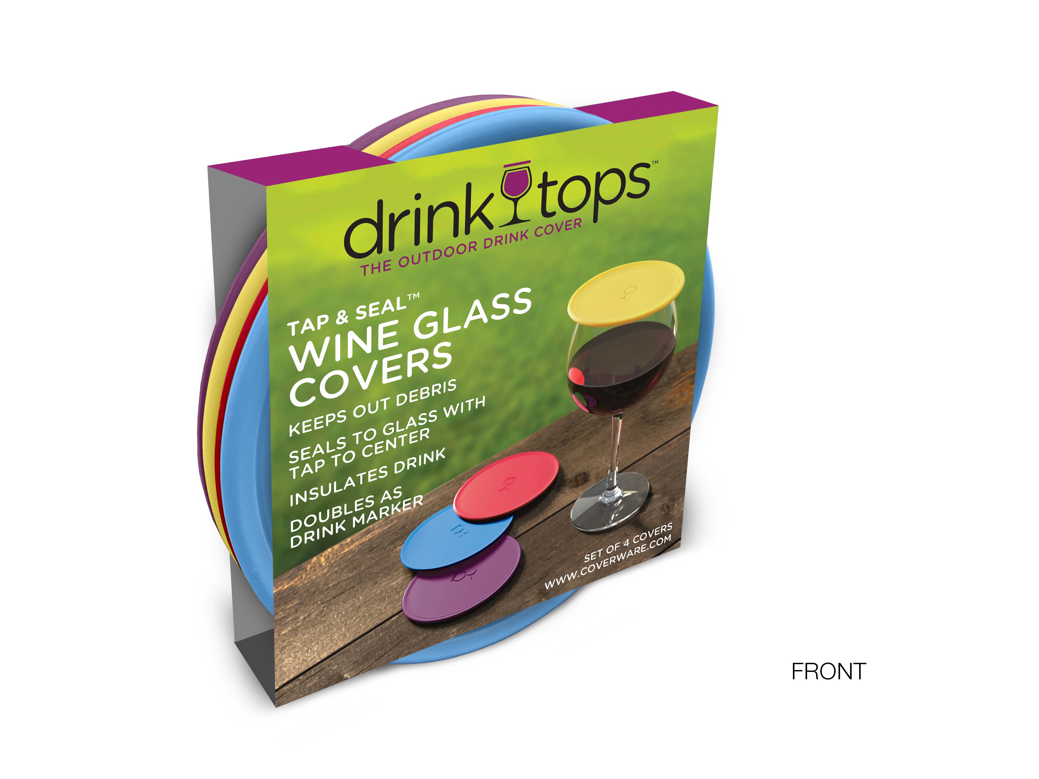 Drink Tops™ - Wholesale Wine Glass - SOLID Wine Glass Covers - 4/PK0