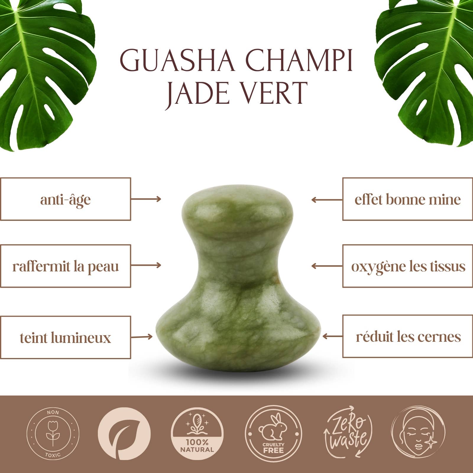 Zen'Arôme - Wholesale Gua Sha Tool - Green Jade Mushroom Gua Sha - stone massage mushroom8