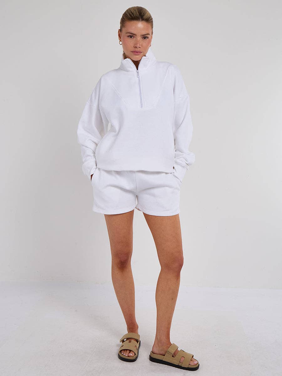 AX Labels - Wholesale Lounge Set - Women's - 1/2 Zip Top & Shorts Fleece Co-ord58